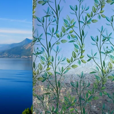 Image de Film décoratif pour fenêtre avec motif de feuilles et effet 3D