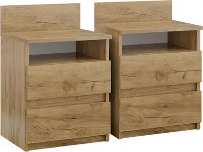 Produktbild von Vicco Nachttisch Monty, 39.6 x 59.1 cm 2er Set, Goldkraft Eiche