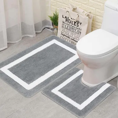 Productafbeelding van Solidchoice - Set van 2 Wasbare Badmatten voor Badkamer