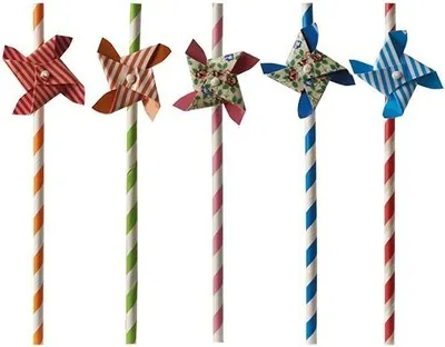 Produktbild von 500 Trinkhalme, Papier Ø 6 mm · 20 cm farbig sortiert Windmill