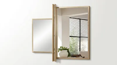 Image de Miroir design moderne, couleur beige, confortable et pratique, idéal pour le salon
