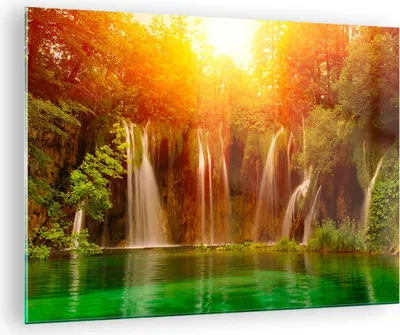 Produktbild von Bilder auf glas - Kroatien nationalpark wasserfall - 70x50cm - Glasbilder - Wandbilder - Kunstdruck - zum Aufhängen bereit - Wanddekoration aus Glas - Glas Bilder - Wandbild auf Glas - GAA70x50-2228