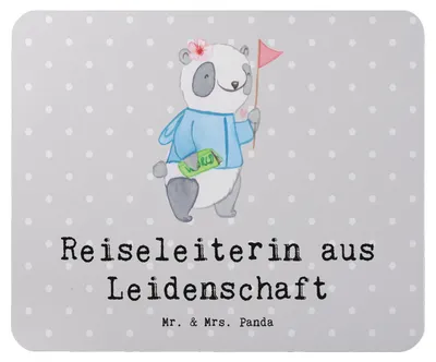 Produktbild von Mr. & Mrs. Panda Mauspad Reiseleiterin Leidenschaft - Grau Pastell - Geschenk, Mouse Pad, pc mousepad, mausteppich, mousematte