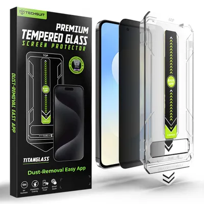 Produktbild von Techsuit - TitanGlass CrystalHD Schutzglas kompatibel mit dem Fingerabdrucksensor für Samsung Galaxy S25 FE – Privacy