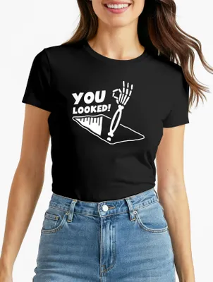 Produktbild von Damen T-Shirt You looked reingeschaut Bongoloch Skelett Frauen Fun-Shirt lustig Moonworks®