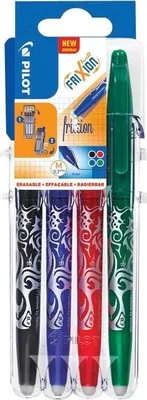 Produktbild von Pilot FriXion Ball, Clip, Nachfüllbar, Schwarz, Blau, Grün, Rot, 4 Stück(e)