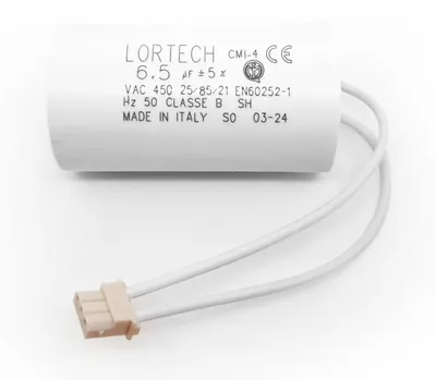 Kondensator 6,5 µF, Ø 30 x 55 mm, flacher Boden
