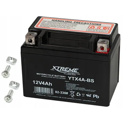 Obrázok produktu pre Bezúdržbová motocyklová batéria Xtreme-Gel, 12 V, 4 Ah, s pravým pólom, model 82-330#