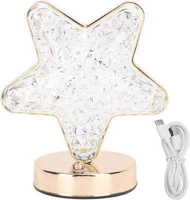 Productafbeelding van Kristallen tafellamp, draadloze sterlamp oplaadbaar met 3 kleurtemperaturen en 1200 mAh accu voor woonkamer en binnenverlichting
