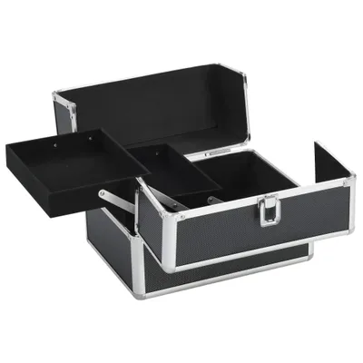 Produktbild von vidaXL Kosmetikkoffer 22x30x21 cm Schwarz Aluminium
