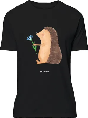 Produktbild von Mr. & Mrs. Panda Größe XL T-Shirt Igel Blumen - Schwarz - Geschenk, Shirt, Gute Besserung, Lustige Sprüche, mit Spruch, Krankenhaus, Besuch, Tshirt, krank, Krankheit