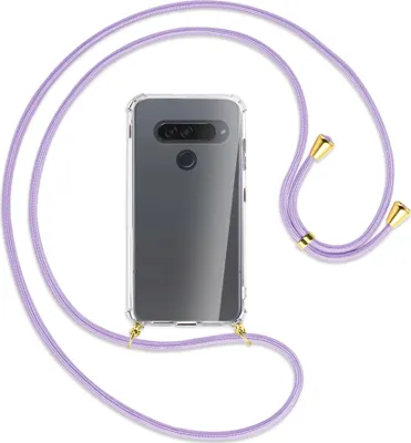 Produktbild von Handykette Backcover-Schutzhülle mit Band (Metall goldfarben) für LG G8S ThinQ - violett