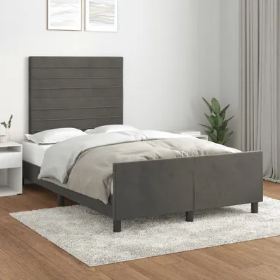 Produktbild von [Home] Bettgestell mit Kopfteil Dunkelgrau 120x200 cm Samt , Neue Mode 2024 im häuslichen Leben