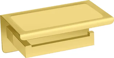 Produktbild von Balneo | Toilettenpapierhalter mit Ablage glänzend gold Edelstahl| Papierrollenhalter QARX Rostfrei | WC-Papierhalter aus Metall