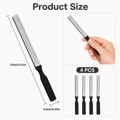 Produktbild von Nagelfeilen für dicke Zehennägel, 4 Stück, Edelstahl, schwarzer Griff, für Pediküre