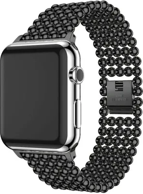Produktbild von Strap-it Apple Watch 8 Stahlperlenarmband (Schwarz)