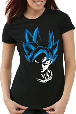 Produktbild von style3 Super Goku Blue God Modus T-Shirt Damen, Farbe:Schwarz, Größe:XL