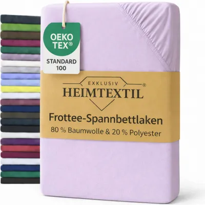 Produktbild von EXKLUSIV HEIMTEXTIL Frottee Spannbettlaken Rundumgummizug Marke 200 x 220 cm Flieder 80% Baumwolle 20% Polyester    Bed-Sheet Bettlaken Spannbetttuch Topper Leinentuch