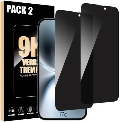 Image de 2 Verres Trempés Anti-Espion pour iPhone 17e - Protection d'écran Anti-Rayures Antichoc