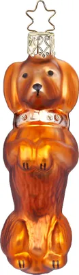 Produktbild von Christbaumschmuck Dackel auf Hinterbeinen Glas 9.5cm braun, 1 Stück