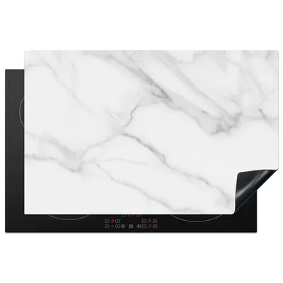 Obrázek produktu pro KitchenYeah® Kryt varné desky mramor - strukturovaný - bílý - šedý - kámen - mramorový vzhled, 81x52cm, dekorace do kuchyně, keramický kryt varné desky, kryt varné desky
