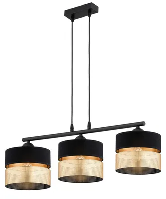 Produktbild von KAR-LIGHTING Pendelleuchte 3-flammig Schwarz‑Gold Metall für Esszimmer & Wohnzimmer, E27, höhenverstellbar, zeitloses Design