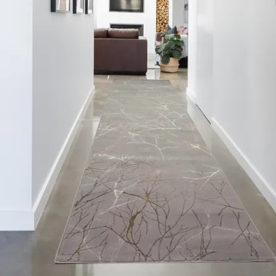 Obrázek produktu pro Moderní designový koberec s lesklými uzly abstraktní zlaté barvy Velikost - 80 x 300 cm