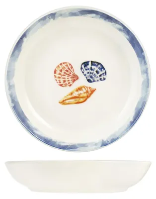 12 tiefe Suppenteller 20,5 cm – maritimes Steinzeug-Set