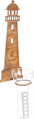 Produktbild von Garten Regenmesser Leuchtturm Rostoptik 41cm Dekorativ