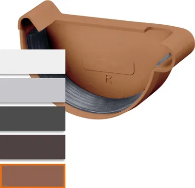 Produktbild von INEFA Dachrinnen Endstück halbrund, PVC NW100 / 100mm, rechts Braun Dachrinnenzubehör, einfache Steckmontage,  Germany