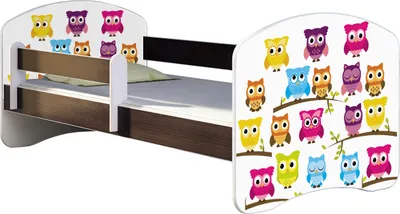 Produktbild von ACMA Jugendbett Kinderbett Junior-Bett Komplett-Set mit Matratze Lattenrost und Rausfallschutz Wenge 31 Eule 140x70