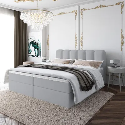 Produktbild von Boxspringbett NANDO Topper VISCO Bett mit Bettkästen Polsterbett, Bettgestell, Doppelbett, Stauraum, Schlafzimmer (140x200, Grau - Fredo 35)