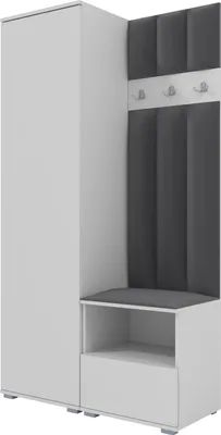 Produktbild von Garderoben-Set Nela I LUX, gepolsterte Garderobe 100 cm mit Sitzbank, Wandpaneelen und Stauraum (Farbe: Weiß + Trinity 15)