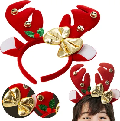 Produktbild von Weihnachten Stirnband 24X25 Cm Weihnachtsgeweih Kostüm Kopfbedeckung, Rentier Rot