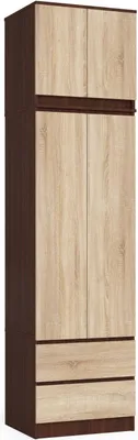 Obrázek produktu pro Akord Skříň s nadstavbou 2 dveře 2 zásuvky wenge/dub Sonoma 60x51x234 cm