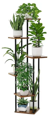 Produktbild von Pflanzenständer Blumenständer Metall 6-Etagen Rustikales Braun Outdoor Balkon Deko Schlafzimmer Zimmerpflanzen Pflanztisch
