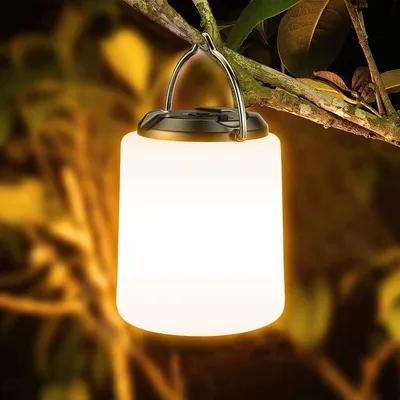 Produktbild von Wiederaufladbare Campinglaterne, wiederaufladbare LED-Campinglampe – warmweißes Licht 3000 K, einstellbare Helligkeit 3 Modi, 3–10 Stunden Akkulaufzeit, tragbare und wasserdichte Zeltlampe, 81 mm × 99 mm, USB