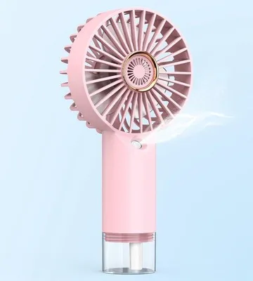 Productafbeelding van VHV - Mini-ventilator met nevelfunctie - handventilator, USB-oplaadbaar - draagbare koeler, 4000 mAh, 3 standen, USB-oplaadbaar, met nevelfunctie - ideaal voor kamperen, op kantoor, tijdens reizen en op warme dagen