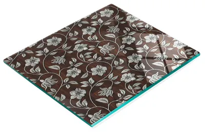 Produktbild von Nachbildungatives Servierbrett aus Glas mit Blumenmuster, 60 x 52 cm