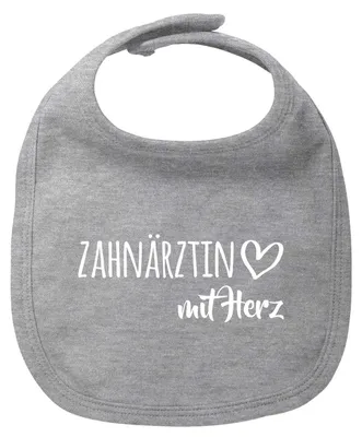 Produktbild von Huuraa Baby Lätzchen Zahnärztin mit Herz Heather Grey Klettverschluss  Baumwolle Latz Geschenkidee