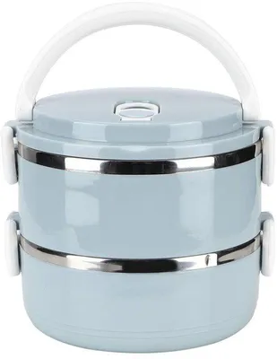 Produktbild von Isolierte Lunchbox, Edelstahl, Blau, Thermisch Isoliert, Reise, Arbeit