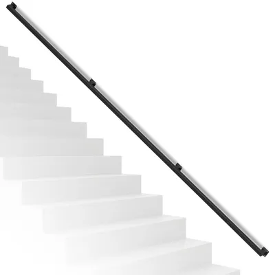 Zdjęcie produktu dla Poręcz Eikuavons Vierkant, czarna, 300 cm, wykonana z żelaza z powłoką proszkową, o wymiarach 30 x 30 mm, składająca się z trzech elementów, przeznaczona do schodów i korytarza