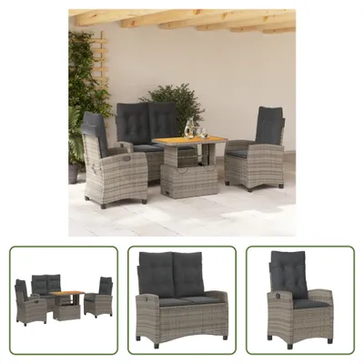 Produktbild von The Living Store 4-tlg. Garten-Essgruppe mit Kissen Grau Poly Rattan