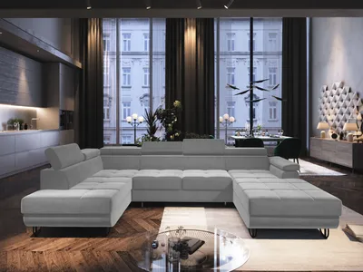 Produktbild von FURMEB24 ECKSOFA CAPRI U-form mit schlaffunktion links 320 x 183 cm HELLGRAU