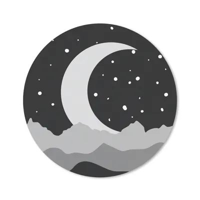 Produktbild von MuchoWow® Mauspad Mousepad Nacht - Mond - Schwarz - Weiß 50x50 cm - Mousepads - Maus Mat - Pad - Mausunterlage - Vinyl