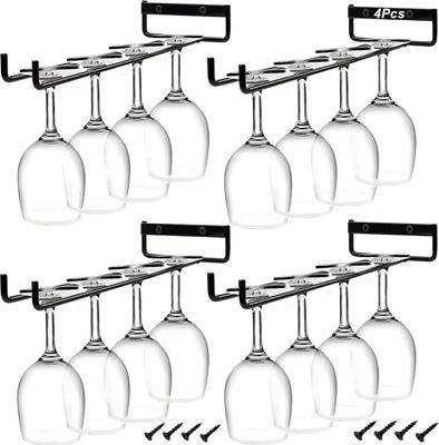 4er Set Weinglashalter, Wandmontage Weinregale, Weinglashalter Unter dem Schrank, 30CM Weingläser Halter Regal, Gläserhalter