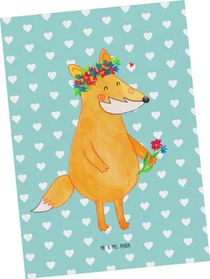 Produktbild von Mr. & Mrs. Panda Postkarte Fuchs Blumen - Türkis Pastell - Geschenk, Motivation, Ansichtskarte, Freundin, Grußkarte, Postkarten, Boho, einzelkarte, Ansichtskarten, Mich