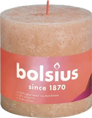 Produktbild von Bolsius Rustik Stumpenkerze nebliges Rosa 100/100mm