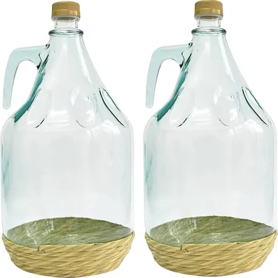 Produktbild von 2 X 3L Glasballon mit Korb/Weinballon Glas Flasche Wasserflasche GÄRBALLON Glasflasche