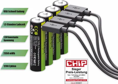 Produktbild von Verico LoopEnergy Li-Ion Akku AA2550, USB-C, 4er Pack retail